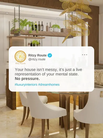 Your house isn't messy; it's a representation of your mental state. This well-organized dining and bar area, with its clean lines and hanging planters, promotes a sense of calm and order.