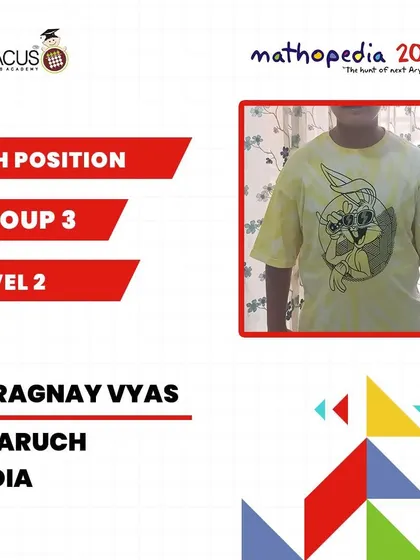 Ppragnay Vyas from Bharuch, India, who achieved 4th Position.