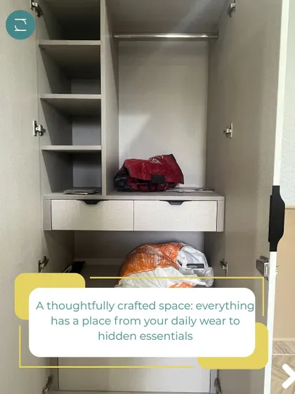 This is a thoughtfully crafted space where everything has a place. We design wardrobes with dedicated sections for daily wear, formal attire, and even hidden essentials, ensuring a perfect fit for your lifestyle.