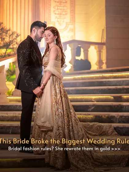 This Bride Broke the Biggest Wedding Rule. Bridal fashion rules? She rewrote them in gold. Instead of storing her champagne gold lehenga, she made the smart choice to rent it out.