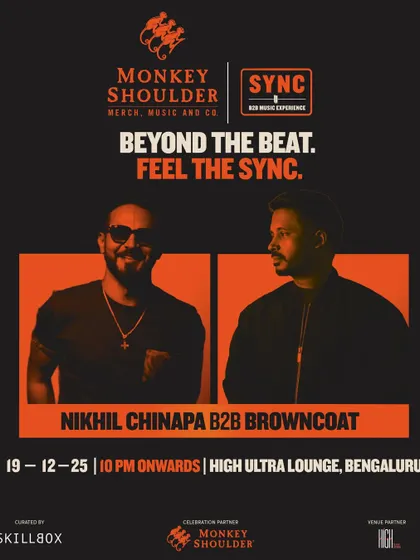 The poster for the Nikhil Chinapa B2B Browncoat SYNC event in Bengaluru.
