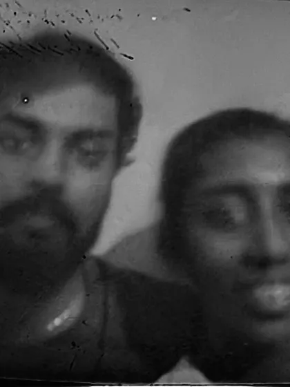 A duplicate of the evocative self-portrait taken with a handmade camera, showcasing the unique, dreamy quality of the images produced.