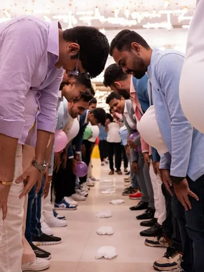 A game where the men put on fake baby bumps and race. Always a crowd-pleaser!