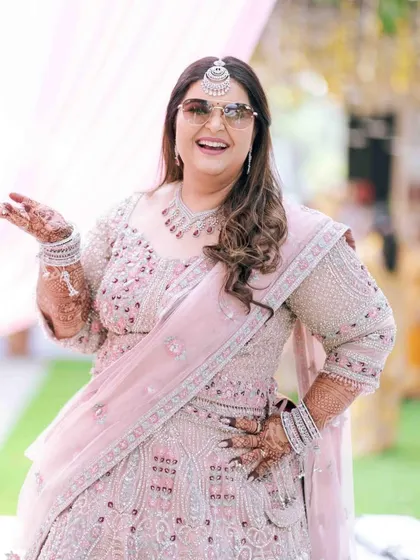 A fun, candid moment. The makeup is designed to last through all the fun and dancing.
