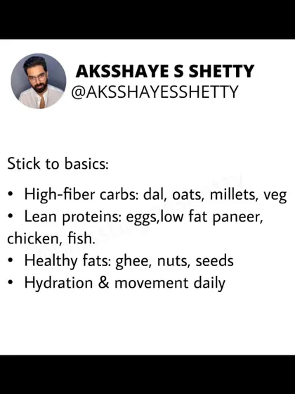 Managing PCOS doesn't require a fancy diet. I encourage my mentees to stick to the basics: high-fiber carbs like dal and oats, lean proteins, healthy fats from ghee and nuts, and ensuring daily hydration and movement.
