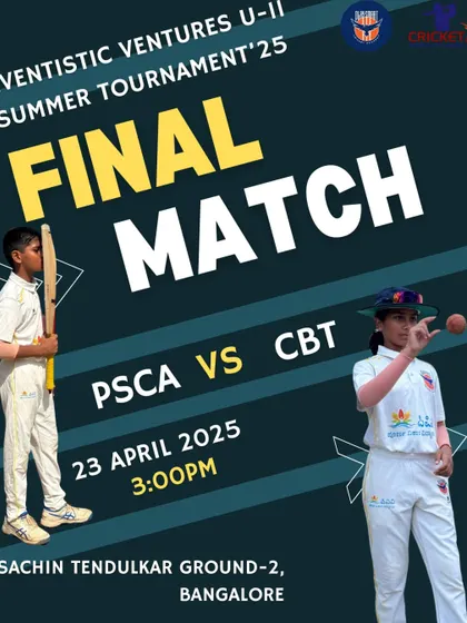 The final match announcement for the Eventistic Ventures U-11 Summer Tournament. Our team PSCA taking on CBT for the title.