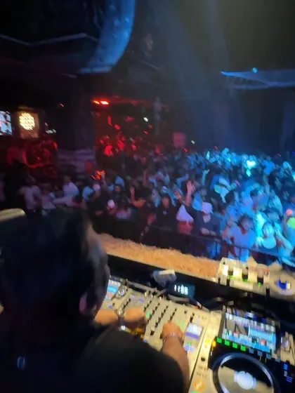 A view from my console as I look out at the massive crowd for our Halloween event. The energy was non stop all night.