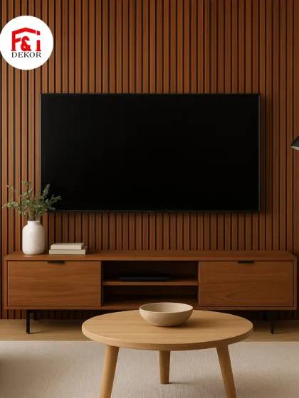 Dark walnut finish ke yeh fluted panels TV unit ko ek rich aur sophisticated look dete hain. Yeh aapke entertainment area ko ek focal point banane ke liye perfect hain.