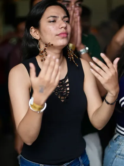 Hands up and lost in the moment. The connection with the music is what it's all about.