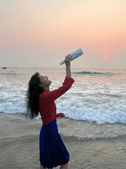 A moment of celebration for one of our flair artists on the beach at sunset.