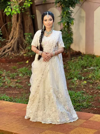 The final portrait of the airbrush bride. The makeup is subtle yet transformative, creating a look of pure elegance and grace that every student aspires to create.