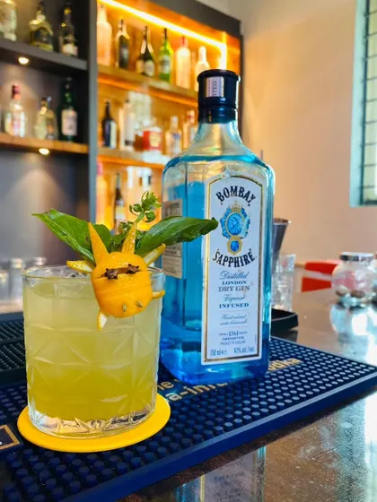 A creative gin cocktail with a fun, character-inspired garnish. We love designing themed drinks for special events and parties.