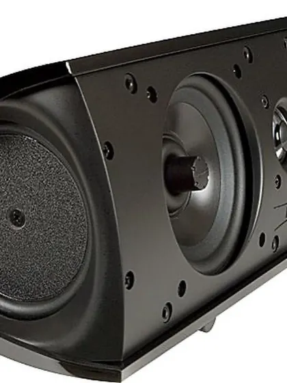 A close-up of the ProCenter 1000 center channel speaker. This speaker is critical for clear dialogue in movies and shows, featuring two drivers and a tweeter to ensure voices come through with precision.