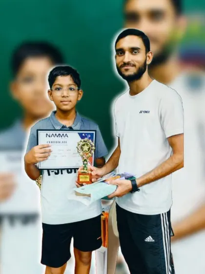 Adhrit shines bright, claiming the Runner's Trophy at the Namma Badminton Championship, his first-ever career title.