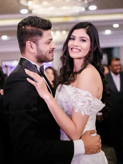 The first dance as husband and wife. Her makeup is timeless and romantic, designed to look beautiful in person and in photos.