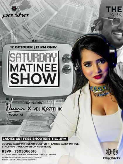 Another variation of the poster for my Saturday noon party at The Park Chennai, a high profile venue.