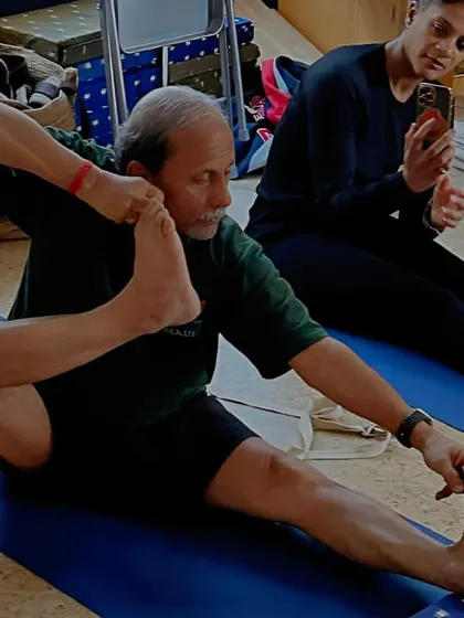Additional images from my personal practice and teaching sessions, demonstrating a wide variety of asanas and the use of props. Each photo shows a moment of exploration in the journey of yoga.