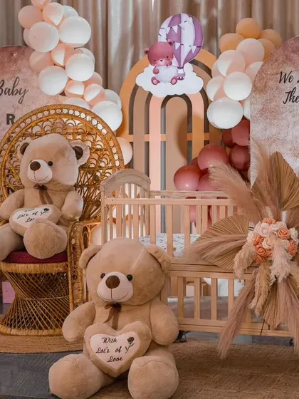 A duplicate image showing the detail of the teddy bear themed rice ceremony, a perfect blend of tradition and modern party styling.