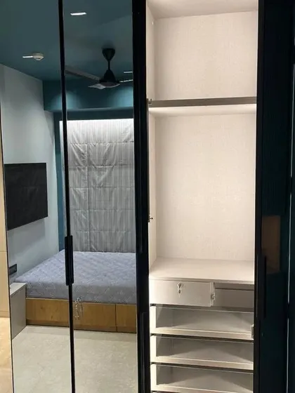 An inside look at one of my custom wardrobes. I design the interior layout based on the client's needs, with a mix of hanging space, drawers, and shelves to keep everything organized.