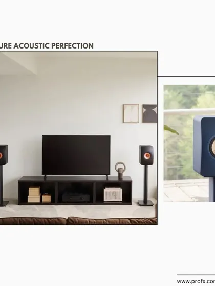 The KEF LS50 META delivers pure acoustic perfection. Seen here in a minimalist living room, these bookshelf speakers are an audio revolution, offering clarity, precision, and luxury in every note.