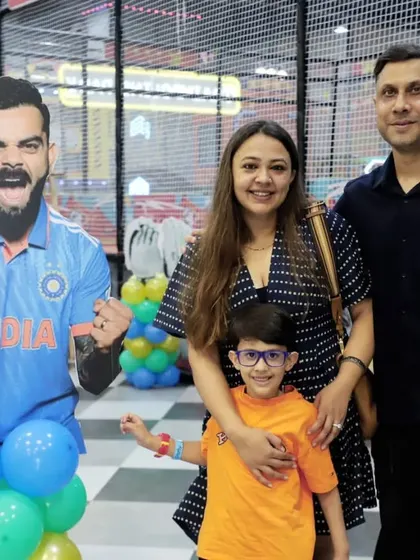 A young Virat Kohli fan celebrates his birthday next to a life-sized cutout of his cricket hero. We can accommodate unique fan-based themes.