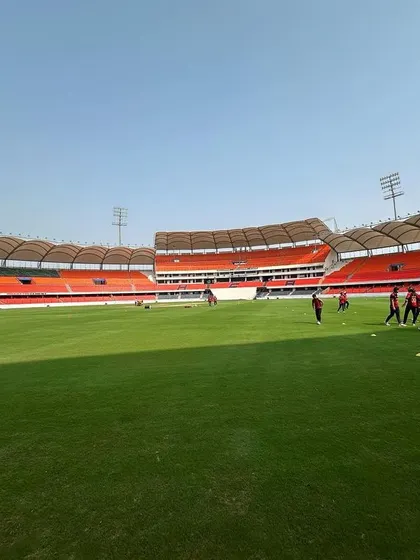 A panoramic view of the stadium during our practice.