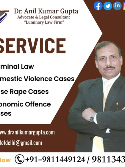 We offer a range of specialized legal services to meet diverse client needs. Our core competencies include criminal law, domestic violence cases, false rape cases, and economic offence cases.