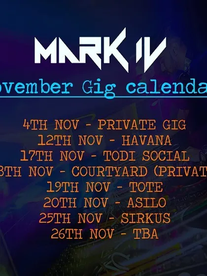 An example of a past gig calendar. As you can see, I'm constantly playing at top venues and private events, keeping my skills sharp and my music fresh.