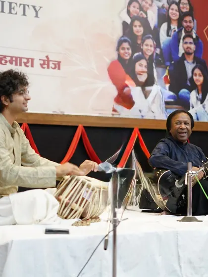 A happy moment during a sitar and tabla performance with Ustad Shahid Parvez Khan Sahab. The energy of a live audience makes every concert a unique experience.