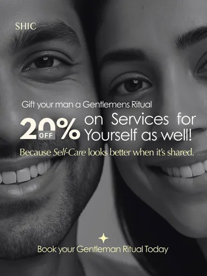 Self-care looks better when it's shared. Gift your man a Gentleman's Ritual and receive 20% off on a service for yourself. It's an opportunity to unwind and restore together.