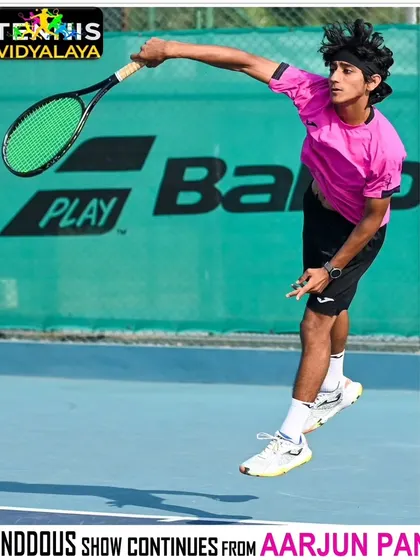 Capturing the power and focus required to compete at the highest level. This action shot of Aarjun Pandit during an ITF tournament shows the athleticism and technique we instill in our players.