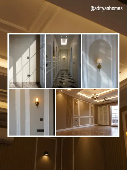 A mood board for refined living. This collage brings together the key elements of our homes: sunlit corners, grand hallways, statement lighting, and spacious living areas.
