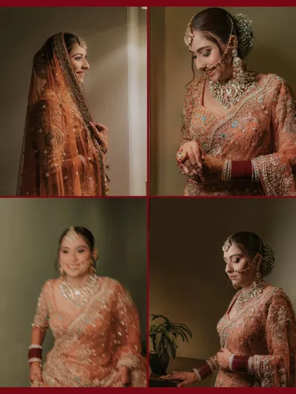 A collection of four artistic bridal portraits, using motion blur and different angles to create a dynamic and emotional series.
