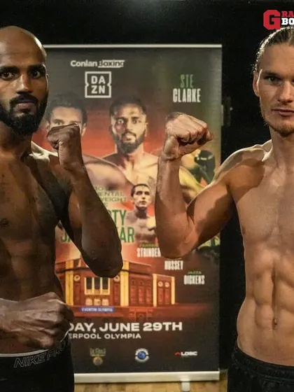 Game face on. Our fighter from India faces his opponent from the UK in Liverpool.