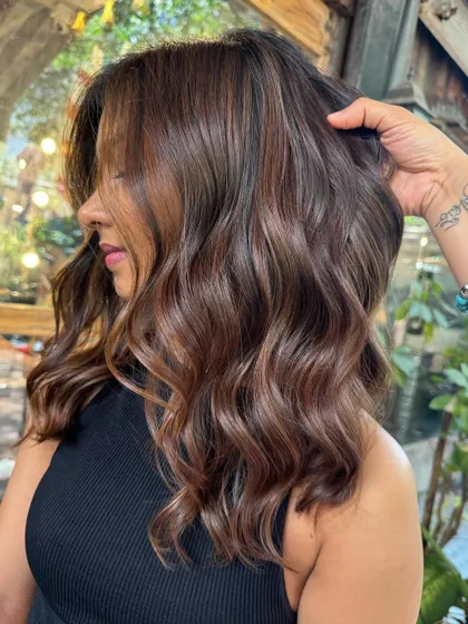 Dark, rich, and endlessly gorgeous. A subtle mix of chocolates for a beautiful, classic brunette look. This is a non-bleach color. (No filter)