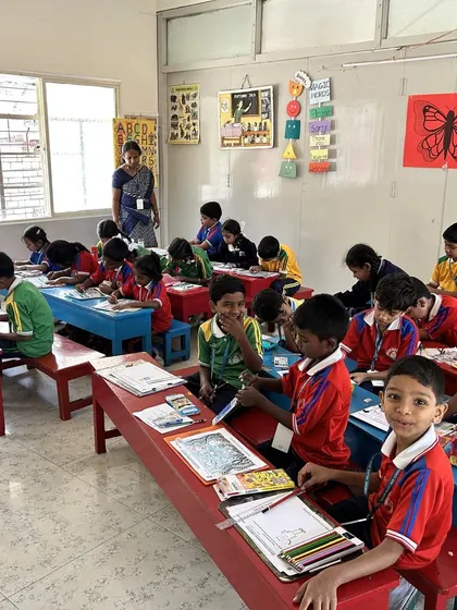 A classroom of young artists at Mariyam Nilya High School, ready to begin. The anticipation and excitement before a competition are palpable and an important part of the experience.