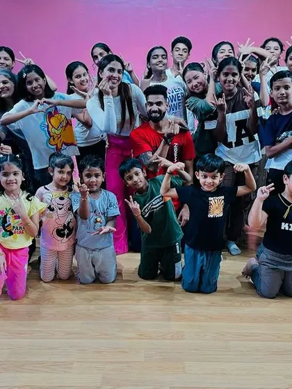 The kids' group from the dance workshop posing for a photo. It's amazing to see so much young talent.