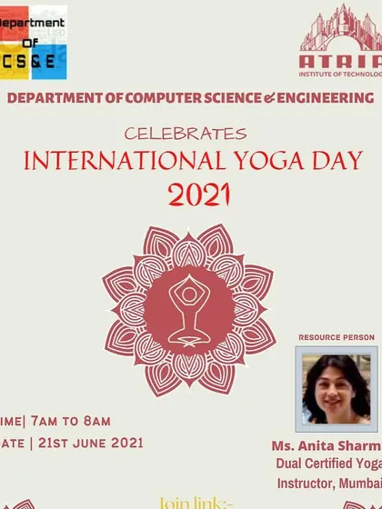 I was honored to be the resource person for the International Yoga Day celebration at Atria Institute of Technology. It's always wonderful to introduce the benefits of yoga to students and faculty.