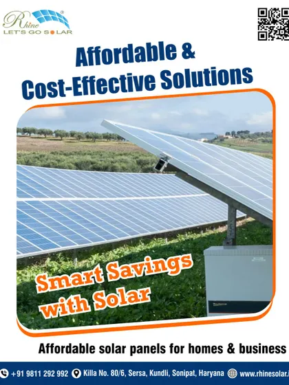 'Affordable & Cost-Effective Solutions'. This poster promises smart savings with solar, offering affordable solar panels for both homes and businesses.