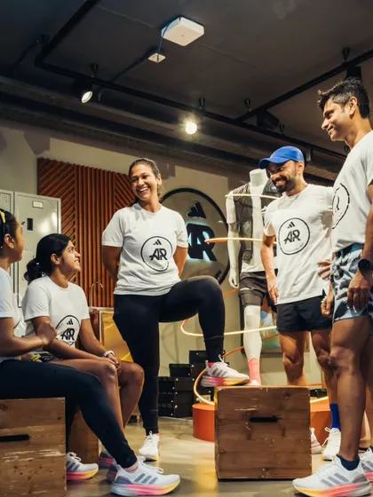 Sharing a laugh with the crew. The social connection is just as important as the physical training.
