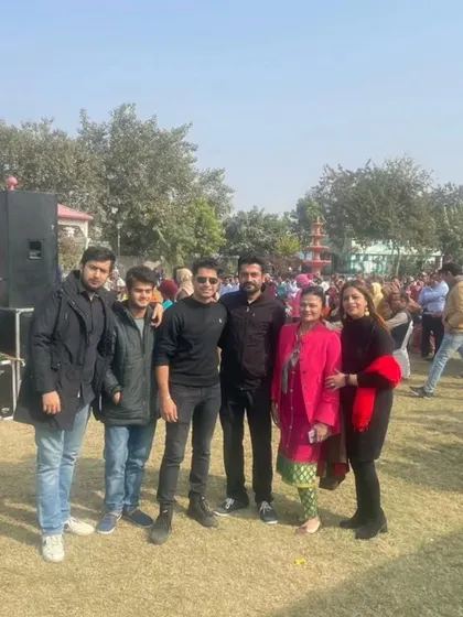 Our team posing together after the performance at the Rotary Club festival. Every show is a memorable experience.