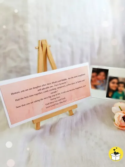 This shows the back of a calendar card from the 'Bride's Treasure' set, featuring a heartfelt, personal message from family.