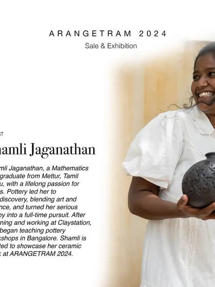 Shamli, a mathematics postgraduate with a passion for crafts, showcases her work at Arangetram. Her functional decor features intricate carvings inspired by antique Indian patterns, harmonizing playful colors with bold detachment.