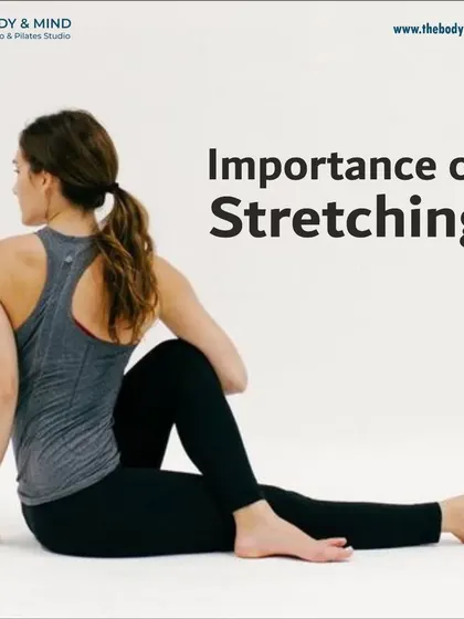 Stretching is a natural and vital component of fitness. This image introduces the importance of stretching for improving muscle elasticity, achieving a comfortable range of motion, and enhancing overall muscle control.