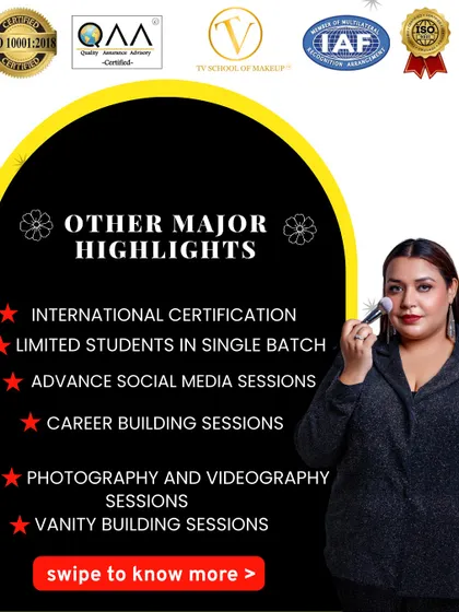 Beyond makeup techniques, my course includes major highlights like international certification, career building sessions, and photography classes to build your professional portfolio.