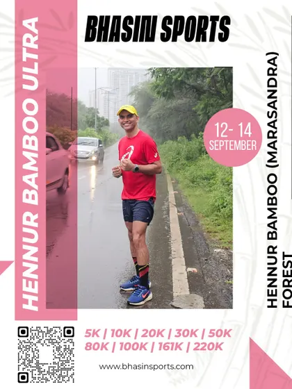 Escape the city and run wild with us at the Hennur Bamboo Ultra. This trail race offers everything from a 5K fun run to a 220K ultra challenge, set in the beautiful Hennur Bamboo Forest.