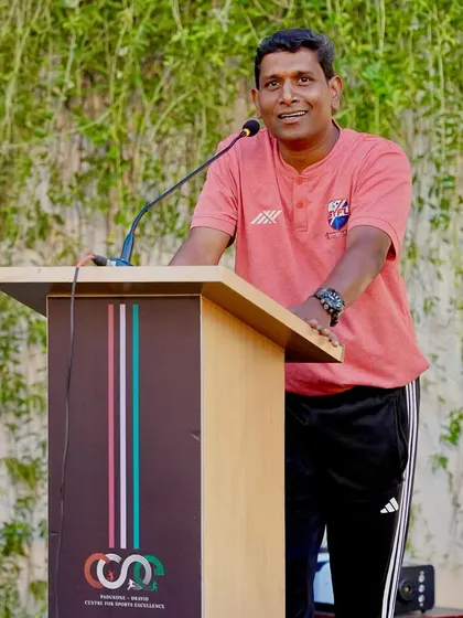 Coach Premnathan addressing the audience at our 15th Year Celebration.