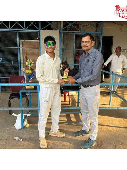 Shravan Mhatre receiving the Man of the Finals award for his game-changing performance in the AT Cup. He delivered when it mattered most.