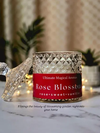 My 'Rose Blossom' Crystal Jar Candle brings the beauty of a blooming garden right into your home with notes of rose, sweet vanilla, and other florals.