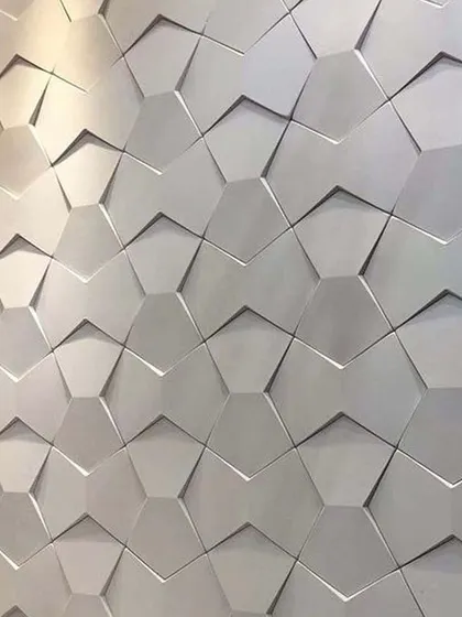 This 3D hexagonal wall panel creates a dynamic and futuristic effect through its play on light and shadow. It's a great way to add texture and a modern artistic touch to any room.
